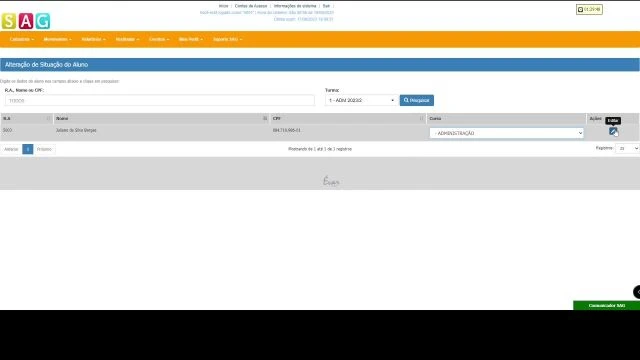 Alteração de Status do Aluno - Módulo Secretaria