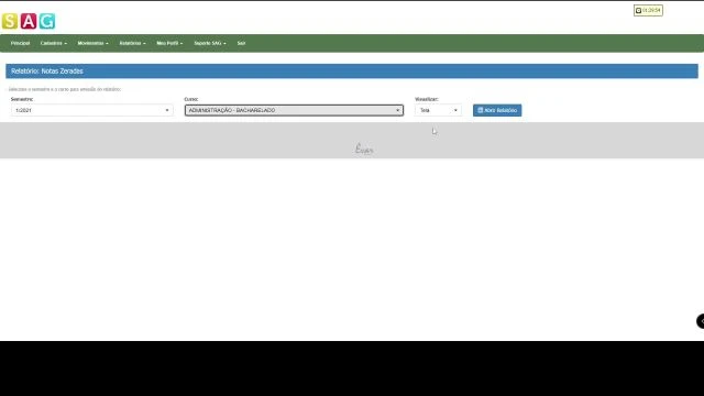 Relatório de Notas Zeradas - Módulo Coordenador