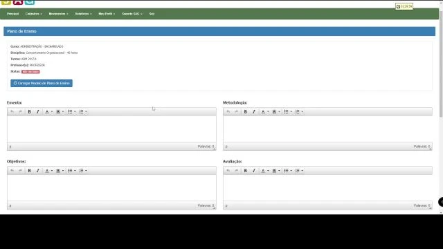 Planos de Ensino - Módulo Coordenador