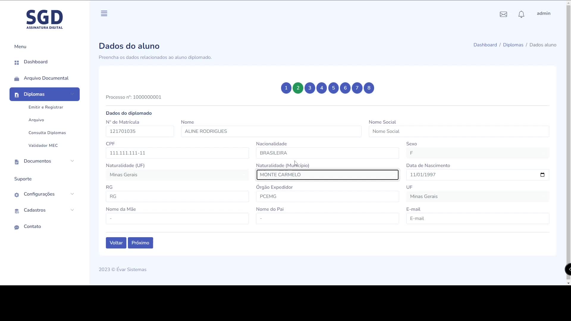 Diploma Digital - Passo 2 - Dados do Aluno