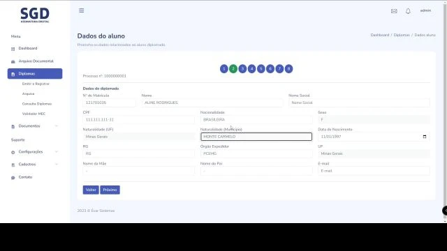 Diploma Digital - Passo 2 - Dados do Aluno